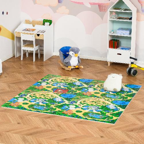 HOMCOM-Tappeto-Puzzle-per-Bambini-36-Pezzi-con-24-Bordi-in-Schiuma-EVA-Antiscivolo-Area-Coperta-3.24㎡-Fantasia-con-Natura-e-Dinosauri