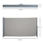 Outsunny-Tenda-da-Sole-Laterale-e-Avvolgibile--3x1.6m--in-Alluminio-e-Poliestere-Imperemabile-Anti-UV-per-Vento-Privacy