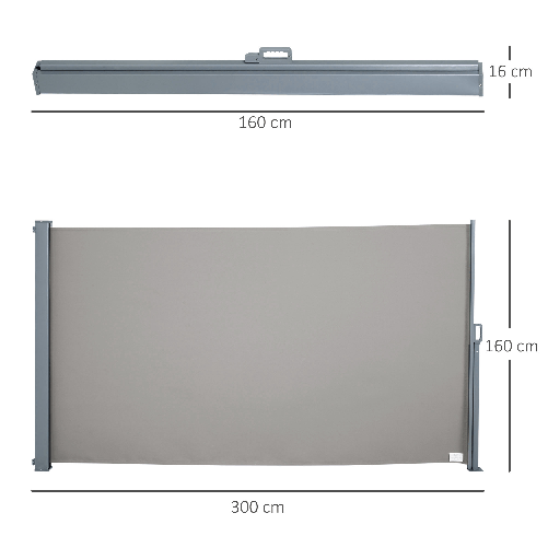Outsunny-Tenda-da-Sole-Laterale-e-Avvolgibile--3x1.6m--in-Alluminio-e-Poliestere-Imperemabile-Anti-UV-per-Vento-Privacy