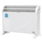 HOMCOM Stufa Elettrica Termoventilatore da Parete e da Appoggio, Temperatura Regolabile e Timer, 58.5x20x43cm - Bianco