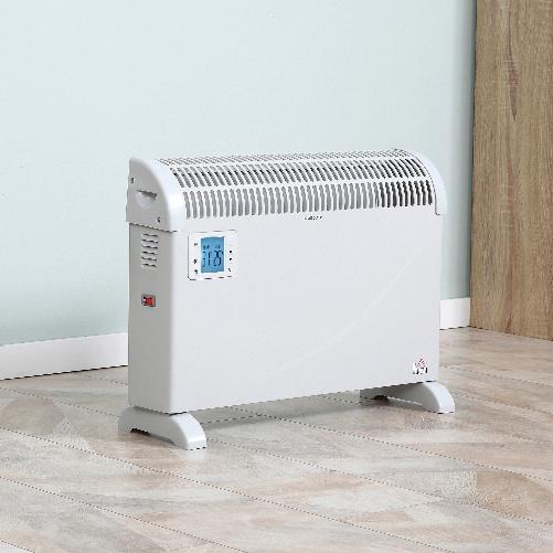 HOMCOM-Stufa-Elettrica-Termoventilatore-da-Parete-e-da-Appoggio-Temperatura-Regolabile-e-Timer-58.5x20x43cm---Bianco