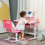 HOMCOM-Banco-Scuola-Regolabile-con-Sedia-per-Bambini-6-12-Anni-70x49.5x80-105-cm-Rosa