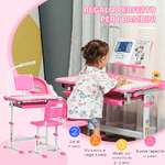 HOMCOM-Banco-Scuola-Regolabile-con-Sedia-per-Bambini-6-12-Anni-70x49.5x80-105-cm-Rosa