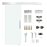 HOMCOM Porta Scorrevole in Vetro Trasparente con Binario e Maniglia in Alluminio per Bagno Cucina Studio 210x75x0.8cm