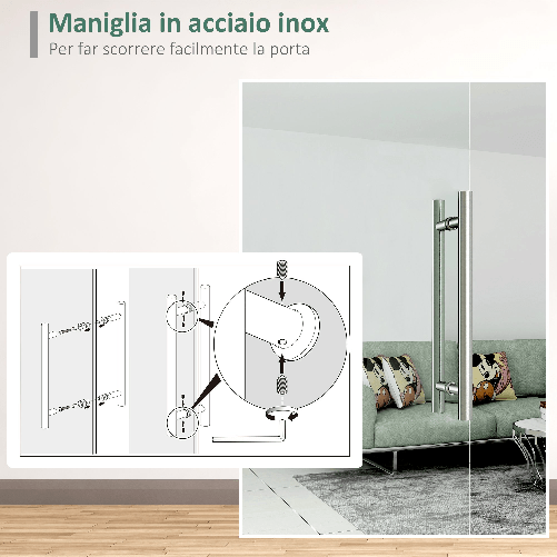 HOMCOM-Porta-Scorrevole-in-Vetro-Trasparente-con-Binario-e-Maniglia-in-Alluminio-per-Bagno-Cucina-Studio-210x75x0.8cm