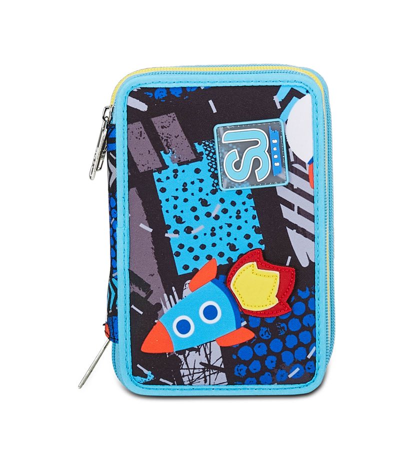 Astuccio-scuola-3-zip-SJ-GANG-Boy-Go-To-Space-borsello-organizzato-e-attrezzato-per-i-bambini-contiene-kit-scrittura-completo-p