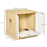 PawHut-Mobile-Lettiera-per-Gatti-con-2-Ante-e-Ripiano-Interno-Estraibile-in-Legno-60x55x62.5cm---Legno-Bianco