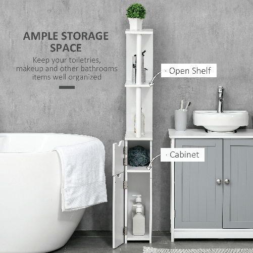 kleankin-Colonna-Bagno-con-2-Ripiani-e-2-Armadietti-Mobile-Alto-Salvaspazio-15.2x29.8x118-cm-Bianco