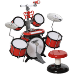 HOMCOM Set Batteria per Bambini con Strumenti Musicali, Effetti Sonori e Microfono Giocattolo, 77.5 x 40 x 76.5cm, Rosso