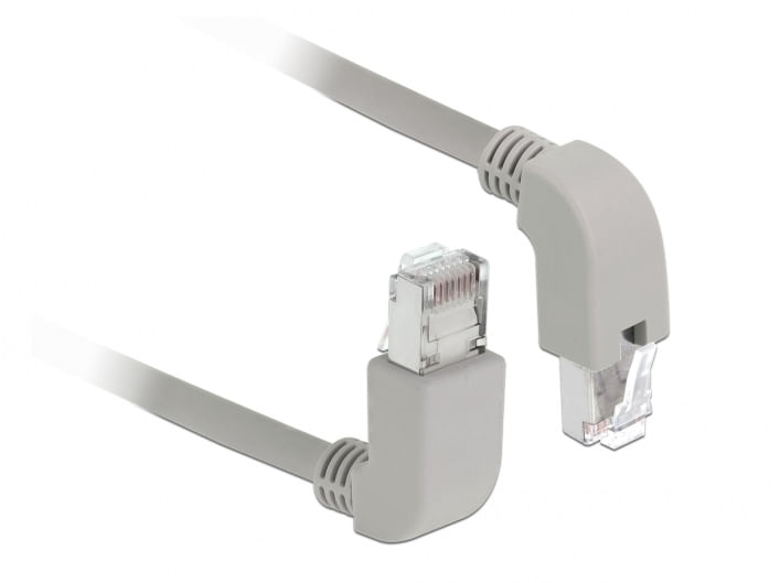 DeLOCK---Patch-Kabel---RJ-45--M--nach-oben-gewinkelt-bis-RJ-45--M--nach-unten-gewinkelt---50cm---S-FTP---CAT-6a---geschi