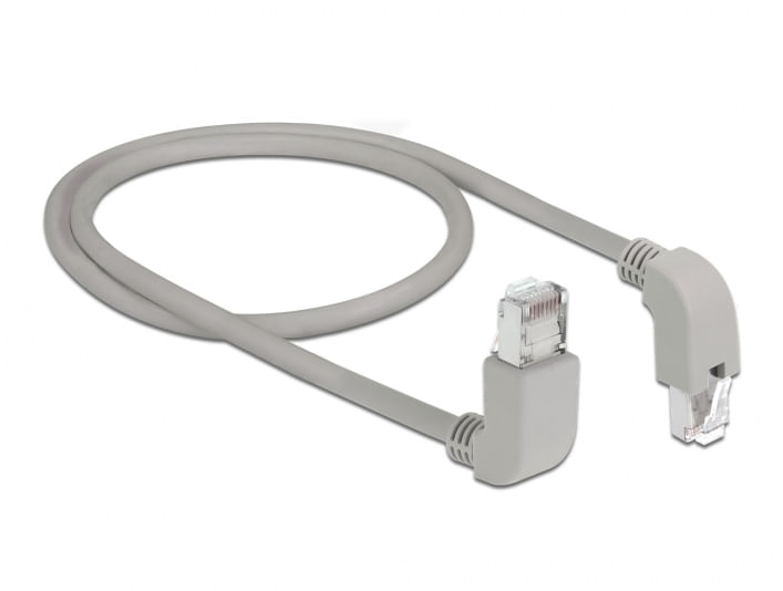 DeLOCK---Patch-Kabel---RJ-45--M--nach-oben-gewinkelt-bis-RJ-45--M--nach-unten-gewinkelt---50cm---S-FTP---CAT-6a---geschi