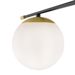 Lampadario-Contemporaneo-Nostalgia-Metallo-Oro-Opaco-6-Luci-Diffusori-Bianchi