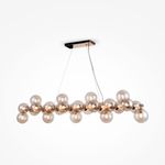 Lampadario-Contemporaneo-Dallas-Metallo-Oro-25-Luci-Diffusori-Vetro-Ambra