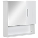 kleankin Specchiera Bagno in Legno a 2 Ante e Ripiano Aperto, 54x15.2x55.3cm, Bianco