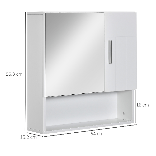 kleankin-Specchiera-Bagno-in-Legno-a-2-Ante-e-Ripiano-Aperto-54x15.2x55.3cm-Bianco