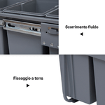 HOMCOM-Pattumiera-Estraibile-con-3-Contenitori-per-Raccolta-Differenziata-Capacita-Totale-40L-48x34.2x41.8cm-Grigio