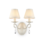 Applique-Shabby-Chicbrionia-Metallo-Beige-2-Luci-Diffusori-Vetro-Bianchi