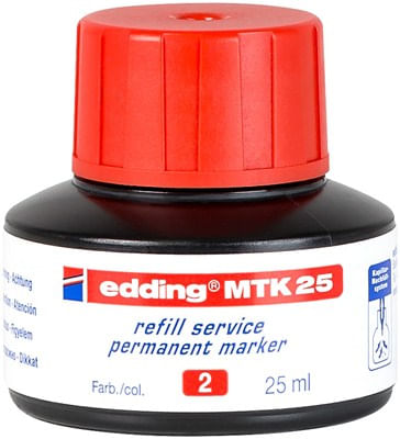 Edding-MTK-25-ricarica-per-evidenziatori-Rosso-25-ml-1-pz--edding-MTK-25-Bottled-Refill-Ink-for-Permanent-Markers-25ml-R