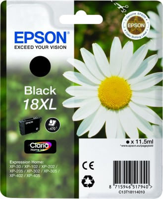 ORIGINALE-Epson-Cartuccia-d--39inchiostro-nero-C13T18114012-18-XL-470-pagine-115ml-Cartuccie-d-inchiostro-XL