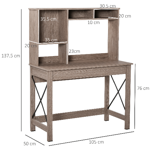 HOMCOM-Scrivania-Scaffale-con-Libreria-Sopra-in-Legno-per-Camera-Cameretta-o-Ufficio-Salvaspazio-105x50x137.5cm