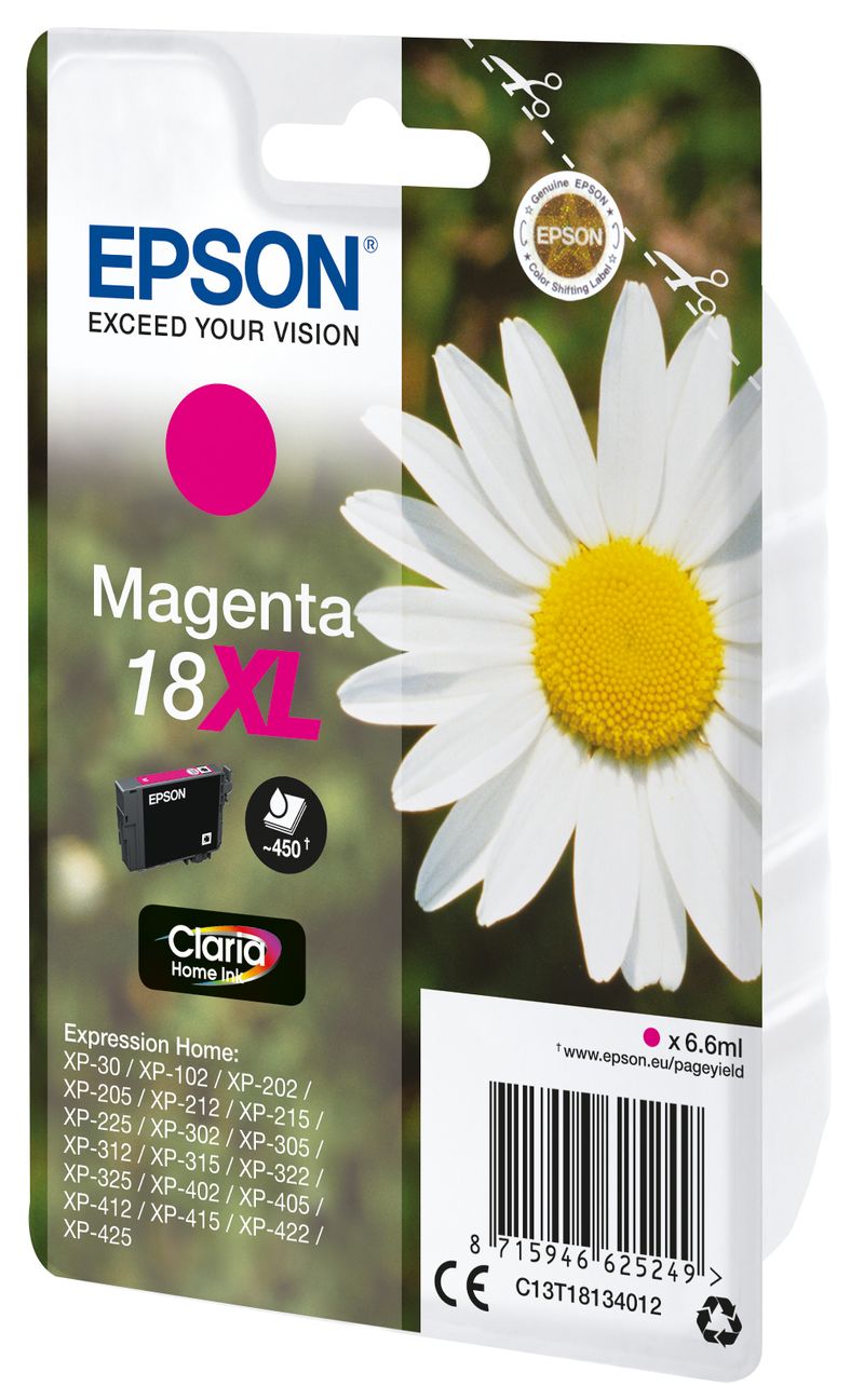 ORIGINALE-Epson-Cartuccia-d--39inchiostro-magenta-C13T18134012-18-XL-450-pagine-66ml-Cartuccie-d-inchiostro-XL