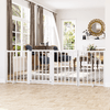 PawHut-Cancellino-Pieghevole-per-Cani-Piccola-Media-Taglia-con-Serratura-in-Legno-237.5x36x80cm---Bianco