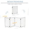 PawHut-Cancellino-Pieghevole-per-Cani-Piccola-Media-Taglia-con-Serratura-in-Legno-237.5x36x80cm---Bianco
