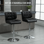 HOMCOM-Set-2-Sgabelli-da-Bar-Girevoli-e-Imbottiti-in-Similpelle-Nera-con-Schienale-e-Poggiapiedi-Altezza-Regolabile-per-Cucina-o-Pub-50x55.5x93-114cm