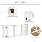 PawHut-Cancellino-Pieghevole-per-Cani-Piccola-Media-Taglia-con-Serratura-in-Legno-237.5x36x80cm---Bianco