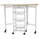 HOMCOM-Carrello-da-Cucina-con-3-Cestini-Cassetto-e-Ribalte-6-Ruote-Girevoli-in-MDF-e-Metallo-37x37x77.5cm-Bianco-e-Legno