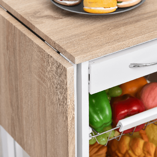 HOMCOM-Carrello-da-Cucina-con-3-Cestini-Cassetto-e-Ribalte-6-Ruote-Girevoli-in-MDF-e-Metallo-37x37x77.5cm-Bianco-e-Legno