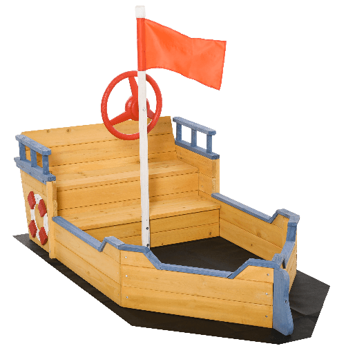 Outsunny-Sabbiera-per-Bambini-in-Legno-a-Forma-di-Nave-dei-Pirati-con-Vano-Contenitore-158x78x45.5cm