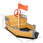 Outsunny-Sabbiera-per-Bambini-in-Legno-a-Forma-di-Nave-dei-Pirati-con-Vano-Contenitore-158x78x45.5cm