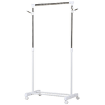 HOMCOM Appendiabiti Stender ad Altezza Regolabile con Fondo Portaoggetti e 4 Ruote, 68.5x42x87-145 cm