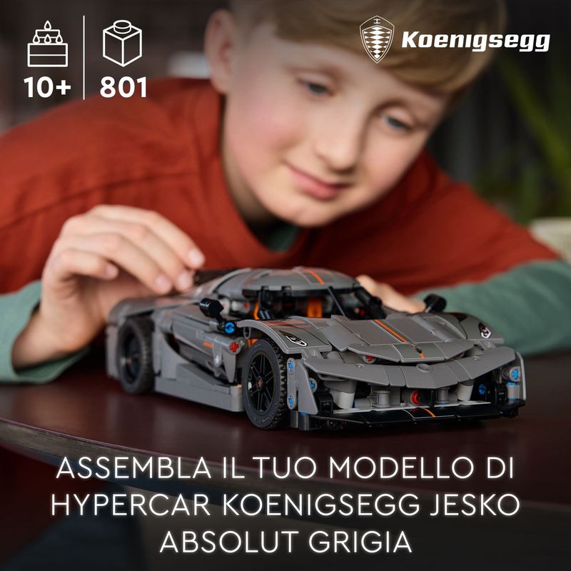 Hypercar-Koenigsegg-Jesko-Absolut-grigia---Lego-Technic-42173