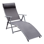 Outsunny Lettino Sedia a Sdraio da Giardino Pieghevole con Cuscino, Schienale con 7 Reclinazioni, 137x63.5x100.5cm, Grigio