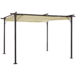 Outsunny Gazebo Pergola da Giardino 3.5x3.5m con Struttura in Acciaio e Tenda in Poliestere, Bianco