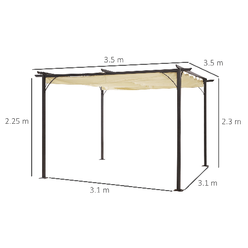 Outsunny-Gazebo-Pergola-da-Giardino-3.5x3.5m-con-Struttura-in-Acciaio-e-Tenda-in-Poliestere-Bianco