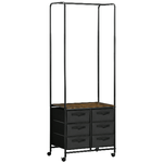 HOMCOM-Appendiabiti-da-Terra-con-Mobile-da-6-Cassetti-in-Tessuto-e-Ripiano-Aperto-63.5x40x172.5-cm-Nero-e-Marrone