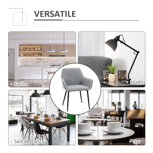 HOMCOM-Set-2-Sedie-da-Pranzo-Imbottite-con-Rivestimento-e-Schienale-in-Lino-e-Gambe-in-Ferro-Stile-Scandinavo-59.5x56.5x81-cm-Grigio