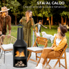 Outsunny-Braciere-da-Giardino-in-Metallo-con-Camino-Porta-Legna-e-Attizzatoio-Φ44.5x133-cm-Nero