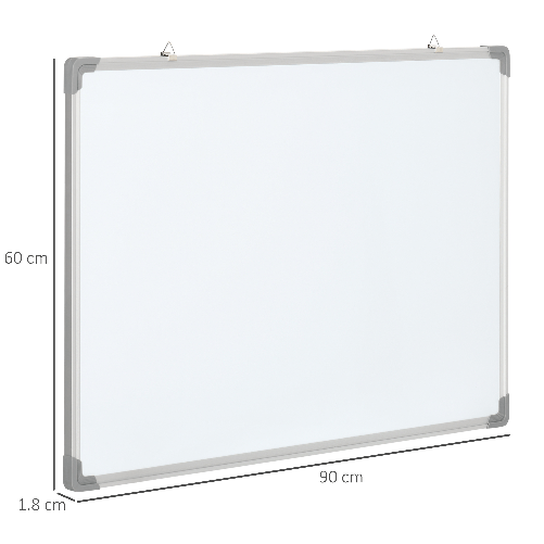 HOMCOM-Lavagna-Magnetica-Bianca-Rettangolare-con-4-Pennarelli-1-Gomma-e-10-Magneti-Inclusi-90x60x1.8-cm