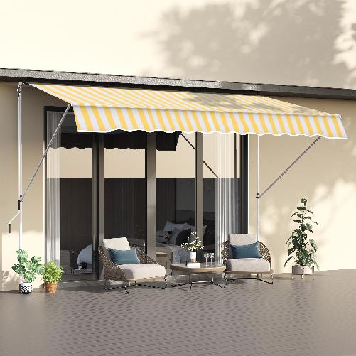 Outsunny-Tenda-da-Sole-a-Bracci-3x1.5m-con-Manovella-e-Struttura-Telescopica-Giallo-e-Bianco