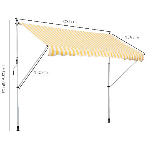 Outsunny-Tenda-da-Sole-a-Bracci-3x1.5m-con-Manovella-e-Struttura-Telescopica-Giallo-e-Bianco