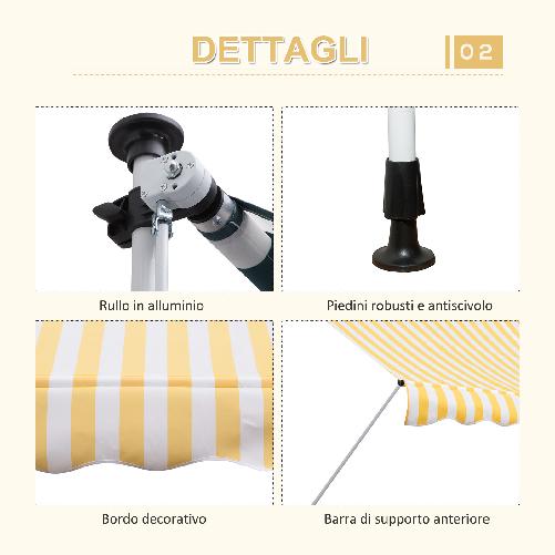 Outsunny-Tenda-da-Sole-a-Bracci-3x1.5m-con-Manovella-e-Struttura-Telescopica-Giallo-e-Bianco