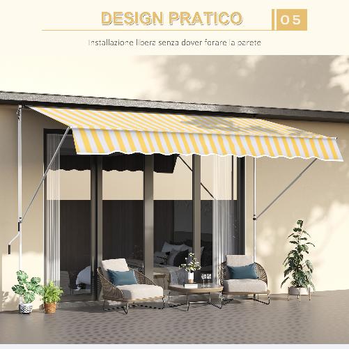 Outsunny-Tenda-da-Sole-a-Bracci-3x1.5m-con-Manovella-e-Struttura-Telescopica-Giallo-e-Bianco