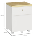 Vinsetto-Mobile-per-Ufficio-con-2-Cassetti-Portadocumenti-Serratura-e-5-Ruote-47x39.5x62cm-Bianco