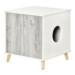 PawHut Mobile Lettiera per Gatti Fino 5.5kg con Foro d'Ingresso Laterale, 60x55x62.5cm - Bianco e Grigio