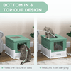 PawHut-Lettiera-per-Gatti-Chiusa-con-Paletta-Vassoio-Estraibile-e-2-Porte-47.5x35.5x36.7cm-Verde