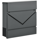 HOMCOM Cassetta Postale in Acciaio Zincato con Portagiornali e 2 Chiavi di Sicurezza, 37x10.5x37 cm, Grigio